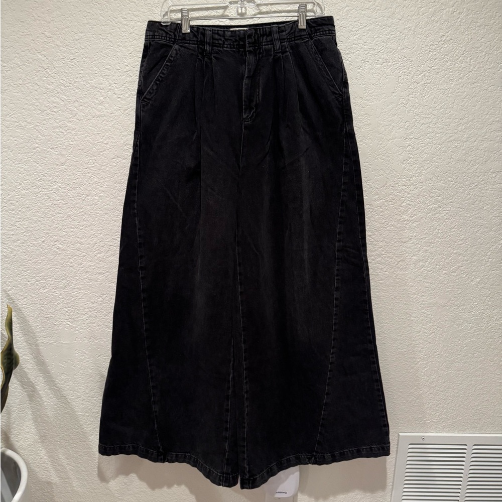 NWOT Free People extra wide leg black denim